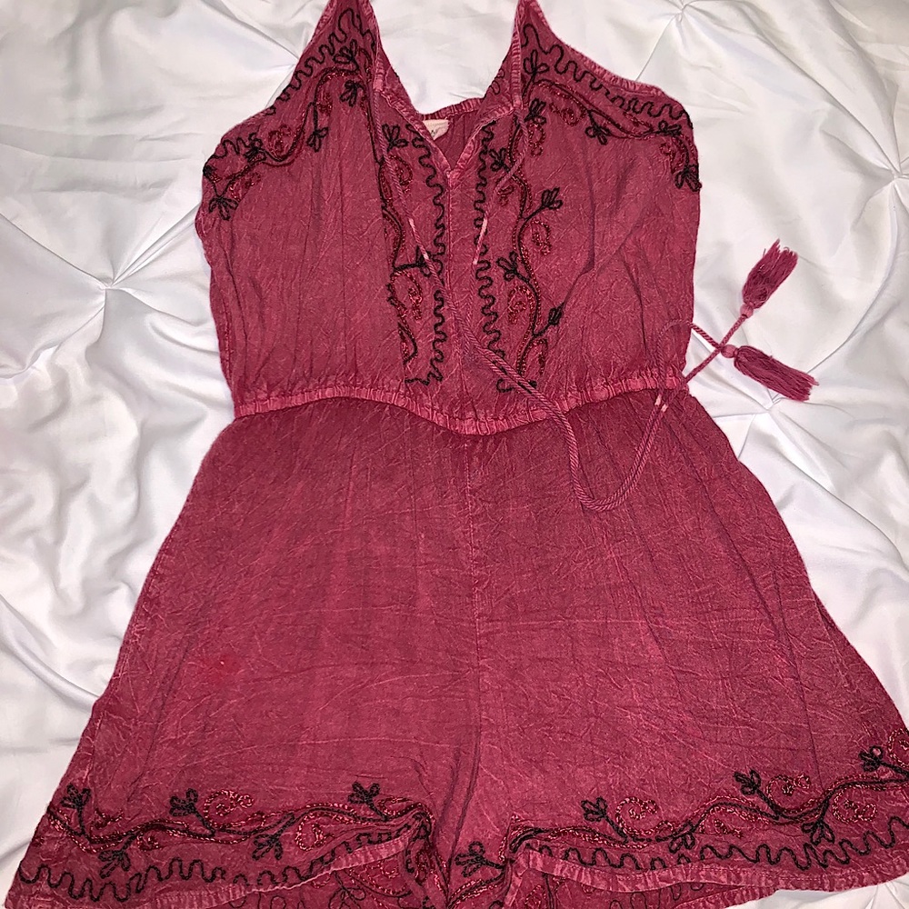 Rose colored boho romper